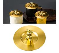 Keenso Couvercle de Tasse en Forme D'ours Mignon en Acier Inoxydable, Couvercle Artistique Brillant Anti-poussière pour Tasses à Bécher, Bords Arrondis pour Plus de Confort pour les Amateurs D'eau
