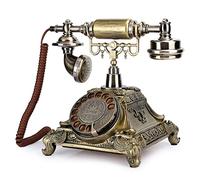 Keenso Décoration de téléphone vintage en résine époxy avec plateau tournant et cadran pour la vie artistique élégante, type européen, convient pour la décoration intérieure - 1 base de téléphone, 1