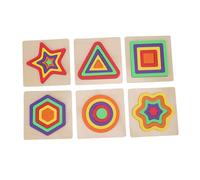 Keenso Défi de Correspondance de Forme 3D, Jeu de Correspondance en 3D en Bois avec 6 Blocs Géométriques, Outil de Reconnaissance de Couleur et de Forme, adapté aux Tout-Petits âgés de 3 à 8 Ans,