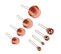Keenso Ensemble de Cuillères à Mesurer, Ensemble de Tasses à Cuillères à Mesurer en Acier Inoxydable 304, 8 Pièces avec échelles Gravées, 1,25 Ml à 250 Ml pour la Cuisson du café, du thé, de la (Or