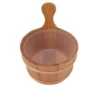 Keenso Ensemble de Louche de Seau de Sauna, Baril en Bois étanche avec Doublure en Plastique pour Salle de Sauna Spa 4L en Bois