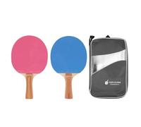Keenso Ensemble de Paddle de Tennis de Table, Raquettes en Bois à 7 Pli avec Casse de Rangement Rose et Bleu pour Les Matchs D'entraînement en Plein Air Intérieur