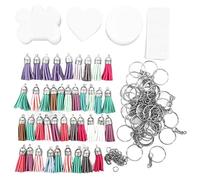 Keenso Ensemble de Porte-clés, ébauches en Acrylique pour l'artisanat de Bricolage, Kit Complet pour les Femmes pour Créer des Porte-clés Personnalisés