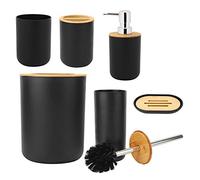 Keenso Ensemble de Toilettes 6 Pièces, Ensemble de Salle de Bain Résistant aux Chutes et à l'usure pour L'organisation, Kit D'accessoires Noirs pour Un Usage Familial (Black)