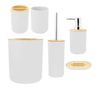 Keenso Ensemble de Toilettes 6 Pièces, Ensemble de Salle de Bain Résistant aux Chutes et à l'usure pour L'organisation, Kit D'accessoires Noirs pour Un Usage Familial (White)