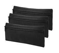 Keenso Ensemble de Trousses à Crayons en Néoprène, Pochette Zippée Souple et étanche pour Le Rangement de l'école et du Bureau, Grande capacité pour Stylos et Fournitures, Lot de 3 (Black)