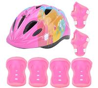 Keenso Ensemble d'équipement de Protection pour Enfants avec Casque de Protection et Coussinets 7 Pièces, Doublure en Coton Absorbant Les Chocs, du Genou, du Coude et du Poignet pour Le Patinage,