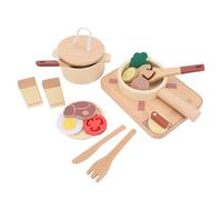 Keenso Ensembles de Cuisine Jouets, Accessoires de Cuisine en Bois, Ensemble de Jeu de 18 Pièces avec Casseroles et Poêles pour Enfants en Bas âge