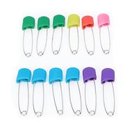Keenso Épingles à Couches de Couleurs Assorties, épingles à Couches en Tissu de Verrouillage de sécurité en Acier Inoxydable pour pour Bébés Adultes, Verrous de sécurité en Plastique, Paquet de 12