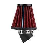 Keenso Filtre à air universel, courbure à 45 degrés, filtre d'admission d'air pour moto, rouge, 48MM