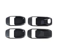 Keenso Garniture de Cuvette de Poignée de Porte Intérieure, Protecteur D'autocollant Brillant en Plastique ABS pour JL JLU 2018 2025 et JT 2020 2025, avec Ruban Adhésif (Couleur noire en fibre de