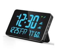 Keenso Hygromètre Thermomètre Wifi du Calendrier de de Bureau, Affichage LED, à Distance, Conception élégante, Gestion du Temps pour L'entrepôt du Bureau à Domicile (BLUE)