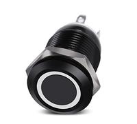 Keenso Interrupteur à Bouton-Poussoir, 12mm Interrupteur d'Alimentation Commutateur à Verrouillage de Puissance de la Voiture LED 2A 3V Type Momentané en Laiton Nickelé Etanche(Blanc)