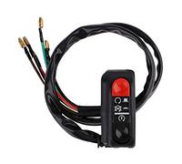 Keenso Interrupteur d'allumage de Barre de Moto Bouton Poussoir de Démarrage du Moteur ABS 22 Mm 7 8 Guidon DC12 V 10 A Fil de 60 Cm Commande Marche/arrêt pour Motocyclistes (BLACK)