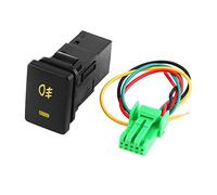 Keenso Interrupteur d'Antibrouillard, Interrupteur de Feux Antibrouillard Commutateur à Bouton-poussoir DC 12V de Voiture à 4 Fils Indicateur Jaune