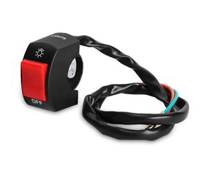 Keenso Interrupteur de Guidon, Commutateur de Guidon de Moto Démarreur Electrique Etanche Universel LED phare On/Off avec Bouton Jaune ou Rouge 12V(Red)