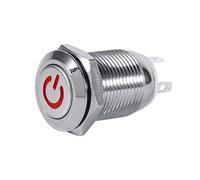 Keenso Étanche En Métal LED12mm 12V 1NO1NC Interrupteur À Bouton-poussoir De Puissance De La Voiture Automatique(rouge)