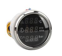 Keenso Jauge de Pression D'huile de Bateau, Jauge de Température de l'eau, Compteur de Pression D'huile de Vitesse 52 Mm, Compteur à Affichage Numérique 3 en 1 pour (Cadran Noir et