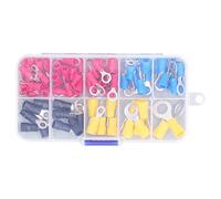 Keenso Jeu de Bornes à Anneau isolé en Cuivre Rouge, Connecteur à Sertir de Fil, pour la sécurité électrique, 102 Pièces