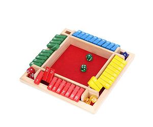 Keenso Jeu de société de Dés en Bois, Jeu de Mathématiques Amusant pour Les Joueurs, Développement de Compétences Sociales, Exécution Exquise, Plusieurs Scénarios Applicables (Fond Rouge)