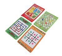Keenso Jeu d'échecs pour Enfants, Jeu Portable 4 en 1 en Tissu Non tissé avec échelles de Serpents, Ludo et Morris pour Le Plaisir en Famille