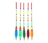 Keenso Kit De 5 Flotteurs De Pêche, Bobbers Multicolores en Bois De Balsa, Haute Visibilité, Indicateur De Piqûre, Équipement De Pêche (6+2g)