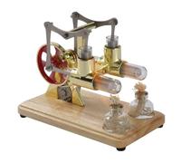 Keenso Kit de Modèle de Moteur Stirling - Générateur Physique à Double Moteur avec Lumière LED Toys éducatifs pour Les Enseignants (Gold)
