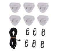 Keenso Kit de Patch à Anneau en Acier Inoxydable, avec Crochets de Cordon élastique, pour Planche de Surf en Canoe de Radeau de Bateau Gonflable (Grey)