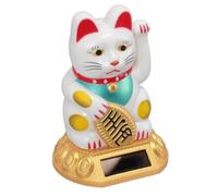 Keenso Lampe Solaire en Forme de Chat Porte-bonheur Chinois, Bras ondulé, Décoration pour Maison, Bureau, Voiture, Jolie Figurine en Plastique Porte-bonheur (Doré)