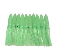Keenso Leurre de Calmar, Leurre de Pêche en Plastique Souple avec Jupes Lumineuses pour Poulpe, Bar, Saumon, Truite (Green)