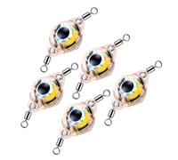 Keenso Leurres de Pêche à LED, 5 Pièces Doubles Anneaux Rotatifs avec Motif œil de Poisson gravé pour la Pêche en Haute Mer en Eau Salée d'eau Douce Vert (5 pièces Ensemble Lampe de rotative