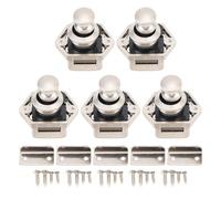 Keenso Loquet à Bouton-poussoir, Bouton de Tiroir à Bouton-poussoir 5 Pièces avec ABS en Alliage de Zinc Installation Facile Trou de 20 Mm pour Armoire de Camping-car (Couleur Perle Ni)