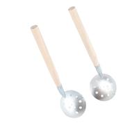 Keenso Lot de 2 Cuillères à Glace avec Manche en Bois et Tête en Fer denté, Trous de Drainage de 34 X 8 Cm pour Briser la Glace, Récupérer les Poissons, les Pêcheurs d'hiver