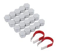Keenso Lot de 20 cache-moyeux argentés de 17 mm avec outils de démontage