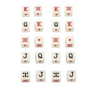 Keenso Lot de 20 Dés de Poker Espagnols à 6 Faces, Dés de Jeu de Table en Plastique, Taille Adaptée aux Jeux de société avec des Points Alphanumériques Clairs pour Les Jeux de Table et