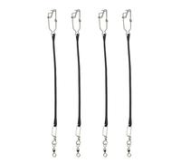 Keenso Lot de 4 Cordons de Choc pour Downrigger en Acier Inoxydable - Pivotant à 360 Degrés - Absorption des Chocs pour la Pêche à la Traîne en Haute Mer, en Eau Salée, Gréement de Bateau (Black)