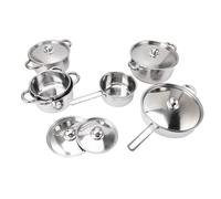 Keenso Lot de 6 ustensiles de cuisine en acier inoxydable robuste, casserole à lait, poêle à frire avec couvercle pour cuisiner dans la cuisine, résistant aux hautes températures pour les cuisiniers à