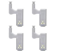 Keenso Lumière de Charnière LED Haute luminosité pour Armoire, Placard, Matériau ABS, 10 Ensembles, 3 Perles de Lampe LED (Lumière blanche + batterie)