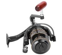 Keenso Moulinet de Pêche en Rotation, KB7000, Ultra-léger, Manche en Bois Pliante, Anti-retour, Noir/Rouge, Pêche en Eau Salée, Spinning, Carpe