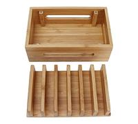 Keenso Organisateur de Station de Téléphone Portable en Bois pour Le Bureau à Domicile, Support de Rangement de Tablette élégant pour Le Salon, Matériau en Bois de Bambou
