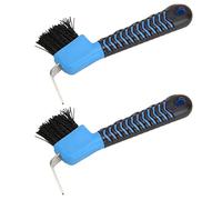 Keenso Outil de Sabot de Cheval Efficace 2 Pièces Brosses à Sabots Poignée en Caoutchouc Doux au Toucher pour Le Soin de L'écurie du Cheval et Matériau en Plastique Bleu et en Acier Inoxydable