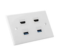 Keenso Panneau DE Plaque Murale Durable 2 Port USB3.0 Couverture DE COUPPERS pour LA VIDÉO AUDIQUE HDTV, MATÉRIEL ABS, Installation Facile, Câblage D'ingénierie