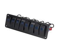 Keenso Panneau D'Interrupteur à Bascule à 8 Gangs, Interrupteur Marche/arrêt rétroéclairé par LED, Protection contre les Surcharges étanche, avec Pré-fil pour Voiture, Camping-car, Bus, (BLUE)