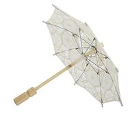 Keenso Parasol brodé en Coton et Dentelle, Fournitures de Mariage, pour des Célébrations élégantes et des Accessoires de Scène (White #02)
