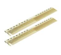 Keenso Peigne de Cheveux en Acier Inoxydable de Haute qualité pour Coupes de Cheveux, Peigne de Style Léger 2PCS pour les Magasins de Coiffure Professionnelle ou Utilisation à Domicile (GOLD)