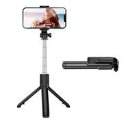 Keenso Perche à Selfie Rotative à 360 Degrés, Trépied Télescopique en Acier Inoxydable, Télécommande pour Vidéos en Direct, Séances Photos de Famille (Black)