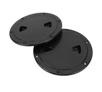 Keenso Plaque de Pont D'inspection Ronde pour Bateau de 6 Pouces, Trappe Antidérapante avec Couvercle Amovible et Trous Pré-percés, étanche à l'eau pour Les Installations Extérieures de (Black)