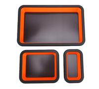 Keenso Plateau de Pièces Magnétique, Ensemble de Plateaux à Outils Magnétiques Pliables en Silicone, Paquet de 3 Orange et Noir, Forte Aspiration pour le Tri des Vis, des Boulons et des écrous dans