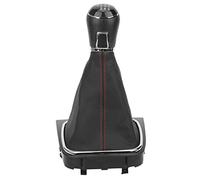 Keenso Pommeau de Levier de Vitesse en Cuir PU, Matériau ABS de Conception Ergonomique avec Couvercle, pour la Mise à Niveau de L'intérieur de la Voiture (6 vitesses)