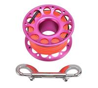 Keenso Reel de Plongée, Bobine de Doigt de 30 M avec Un Boulon à Double Boulon Clip Clip Aviation en Aluminium Léger pour la Plongée en Aéminium pour la Plongée en Apnée à la Plongée (Rose Rouge)